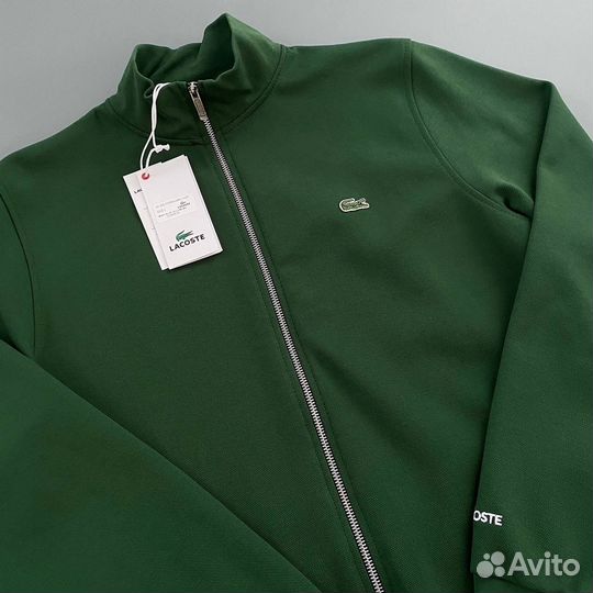 Свитшот lacoste на молнии зеленый