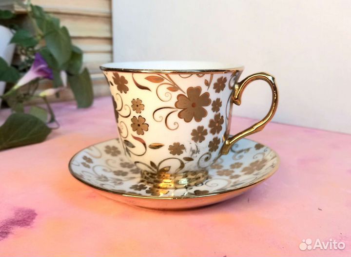 Кофейная Пара Pearl, фарфор с позолотой, Китай