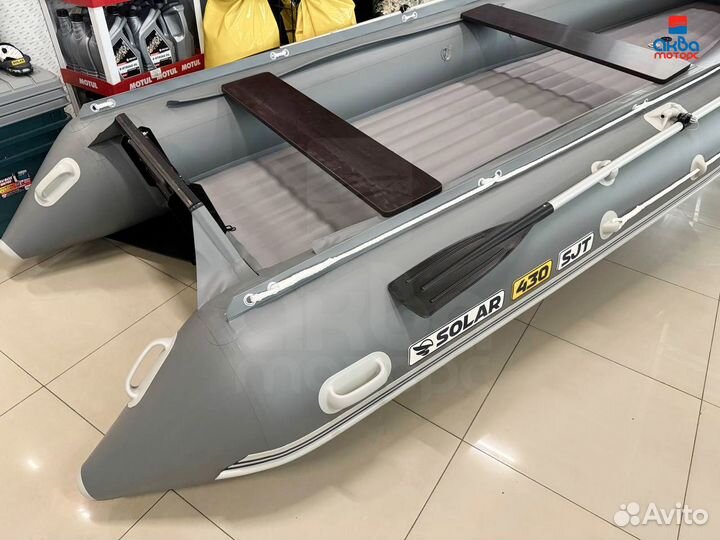 Лодка пвх Solar 430 super jet tunnel серая