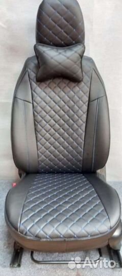 Чехлы Хендай Гетц Франт экокожа с синим