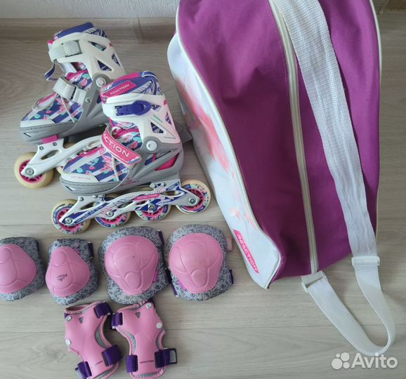Ролики детские раздвижные,р.31-36+защита+сумка