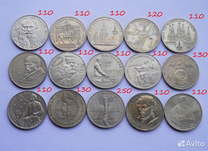 Юбилейные 1,3,5 руб ссср(список внутри)