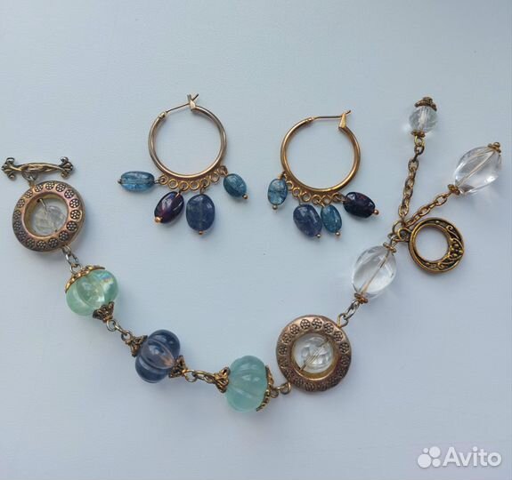 Бижутерия с флюоритом и горным хрусталем