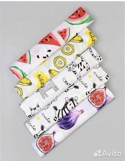 Пеленка текстильная 75 х 110 см, Поплин, 5 шт