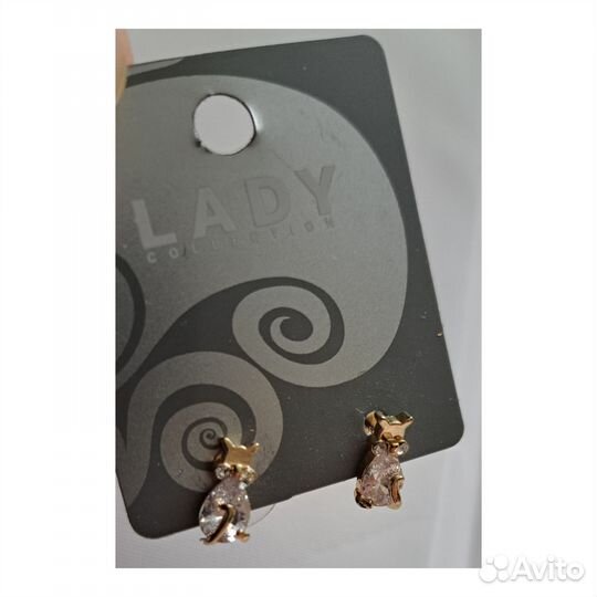 170 Серьги пусеты Котята бижутерия Lady