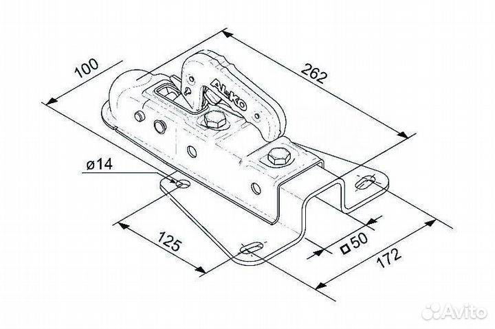 Сцепная головка на 50 мм до 750 кг ак plus 75V