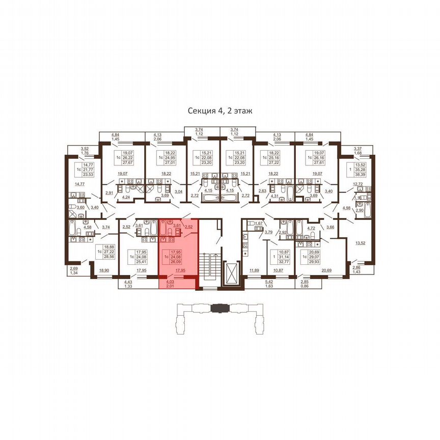 Квартира-студия, 26,1 м², 3/6 эт.
