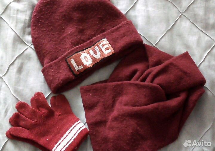 Шапка, снуд, перчатки для девочки 6-9 лет