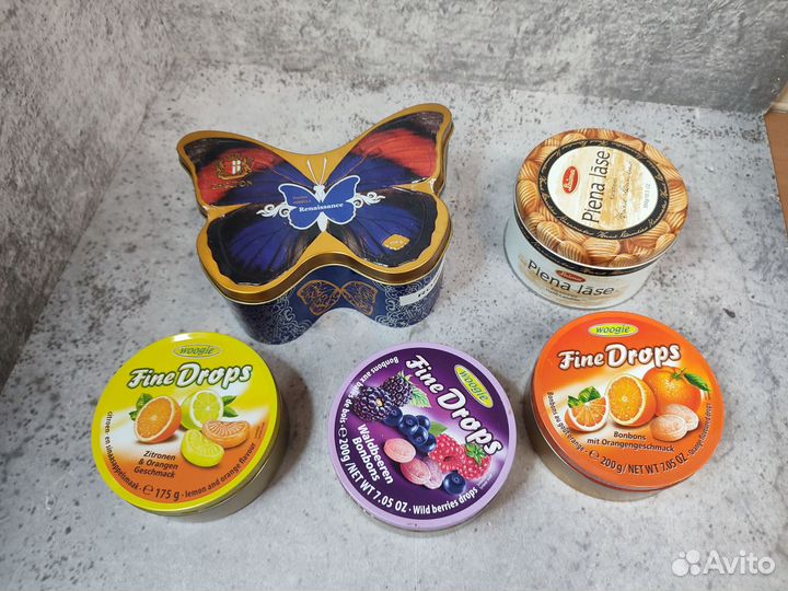 Жестяные банки совр. из-под сладостей - 5 шт