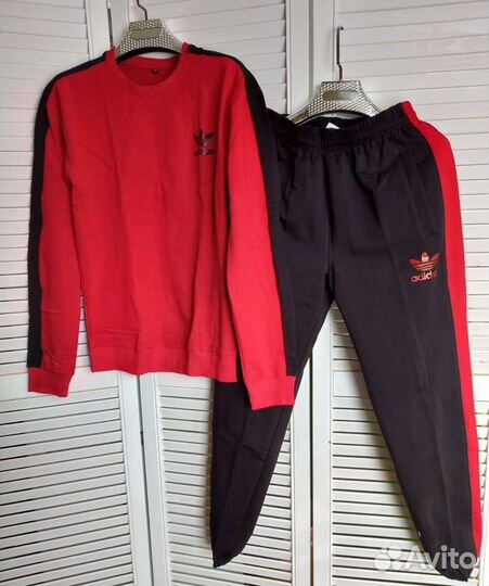 Мужской спортивный костюм адидас красный 50