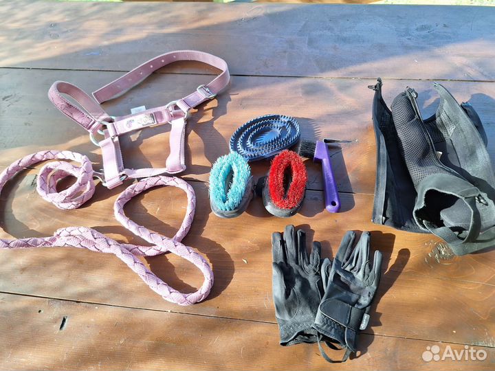 Детское для верховой езды- щётки, краги, перчатки