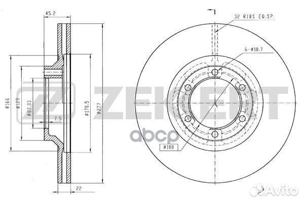 Диск торм. перед. Mitsubishi L 200 86- L 300 8