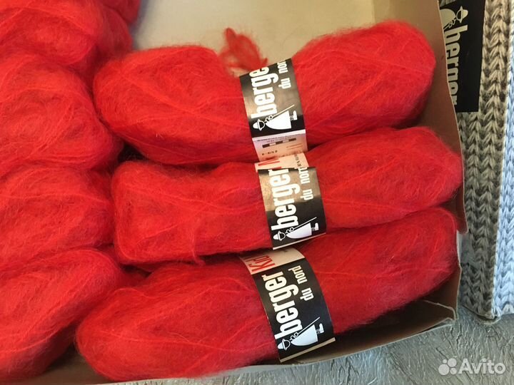 Винтаж мохер Kid Mohair Франция Berger красный
