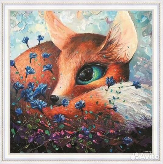 Алмазная мозаика 30x30 Большеглазый лисенок