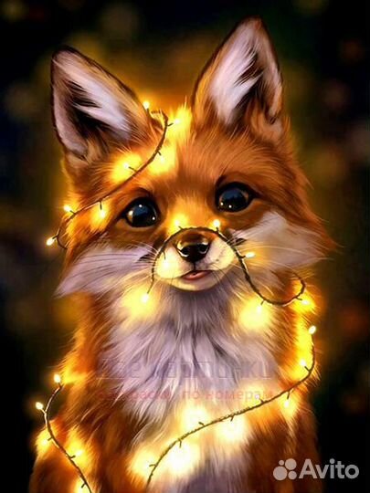 Алмазная мозаика 40x50 Лисёнок окутанный