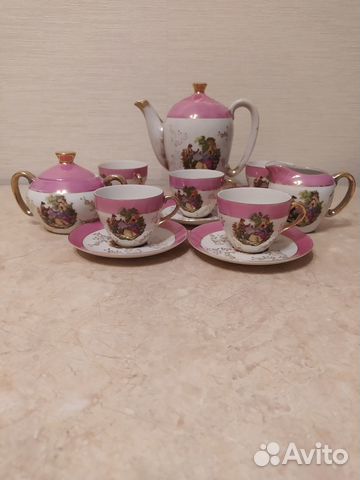Кофейный сервиз на 5 перс.Чайник завар. и молочник