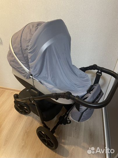 Коляска 3 в 1 Tutis Nanni 2021,Серый+Кожа Серебро