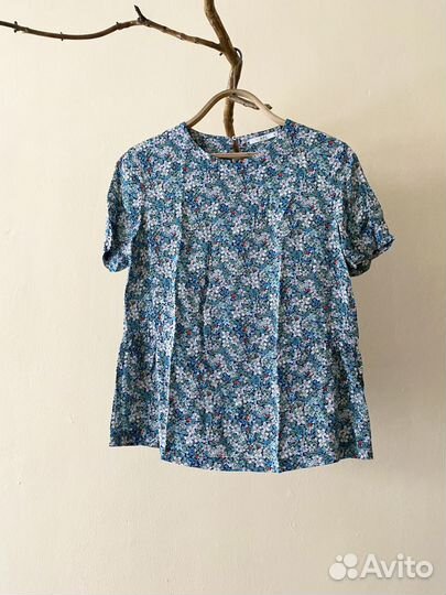 Женская летняя блузка винтаж вискоза S в цветочек