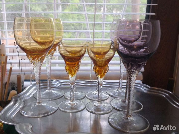 Чехословакия фужеры,рюмки, штоф,графин