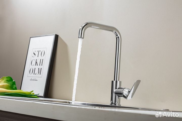 AQ1081CR вега смеситель для кухни (квадратный изл