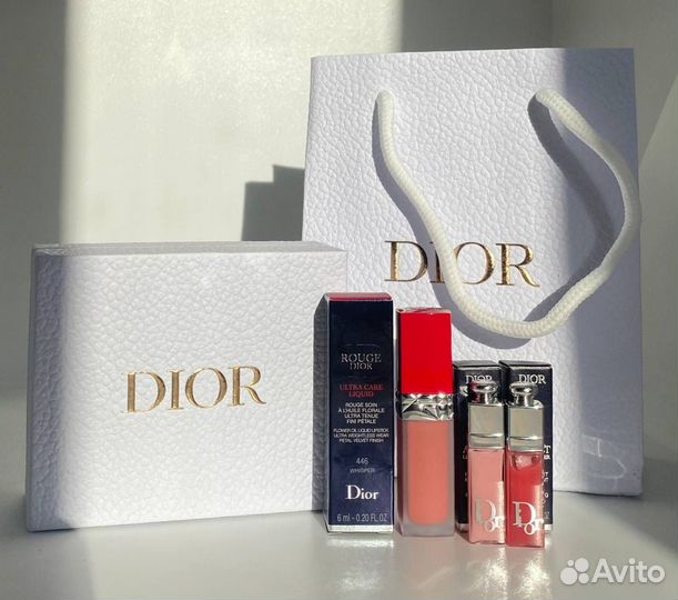 Dior подарочный набор жидкая помада и блески