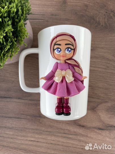 Кружка с декором из полимерной глины