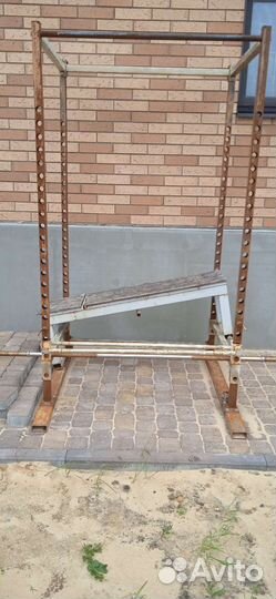 Стойка силовая с турником и скамьей