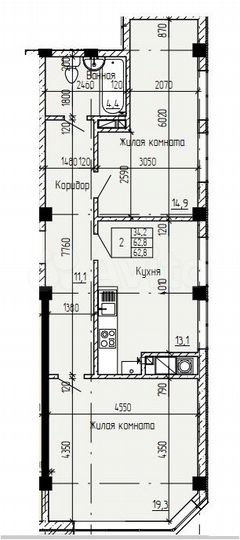 2-к. квартира, 59,6 м², 3/5 эт.