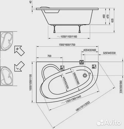 Ванна Ravak Asymmetric 170x110 L C481000000