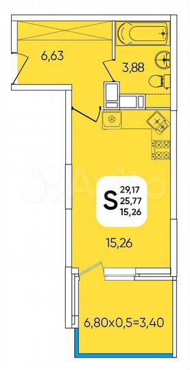Квартира-студия, 29,1 м², 8/24 эт.