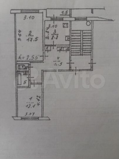 2-к. квартира, 53,9 м², 5/5 эт.
