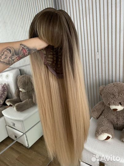 Парик термо-волокно с прямой чёлкой омбрэ