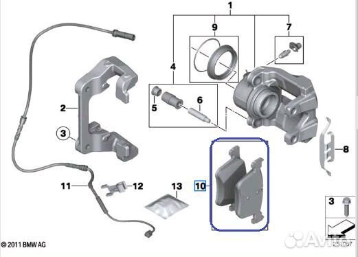 Тормозные колодки переднее Bmw X3 F25 N57D30A