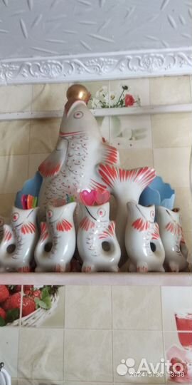 Набор ;Рыбки;,кувшины,яблоко плас.,сковородки