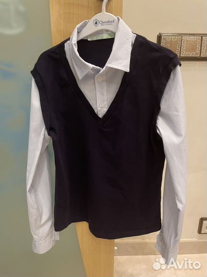 Рубашка «обманка» школьная 158