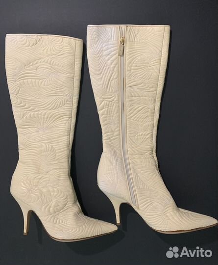 Сапоги бежевые шпилька Италия bruno magli 37