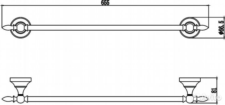 Держатель для полотенец прямой 60 см Savol 68b (S