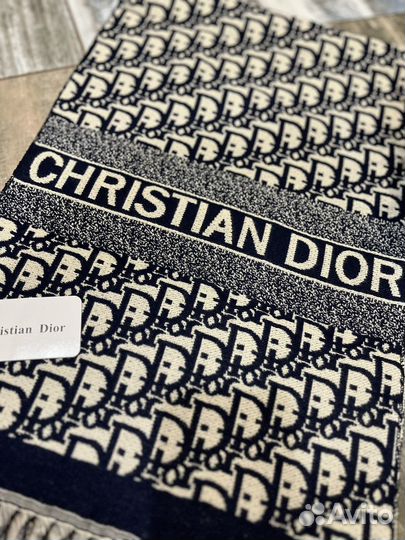 Кашемировый палантин Dior синий двухсторонний