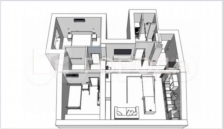 3-к. квартира, 68 м², 5/5 эт.
