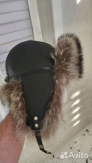 Мужская зимняя кожанно-меховая шапка