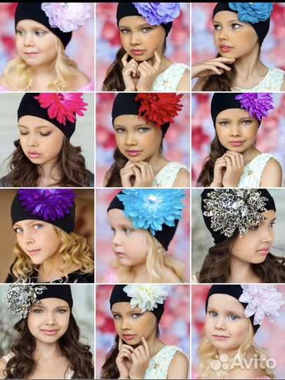 Шапочка трикотаж с цветком