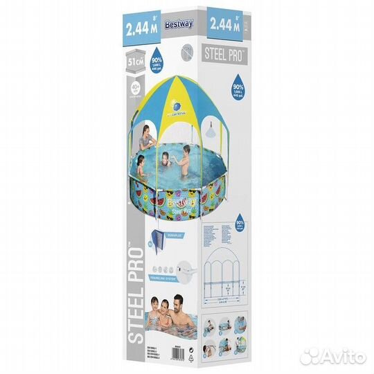 Бассейн каркасный Bestway с навесом 244х51cм 56432