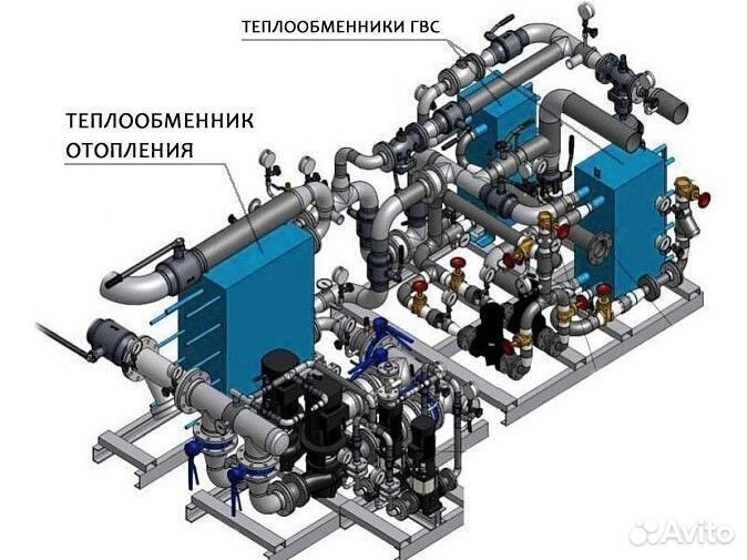 Теплообменник 100кВт для Отопления радиаторами 100