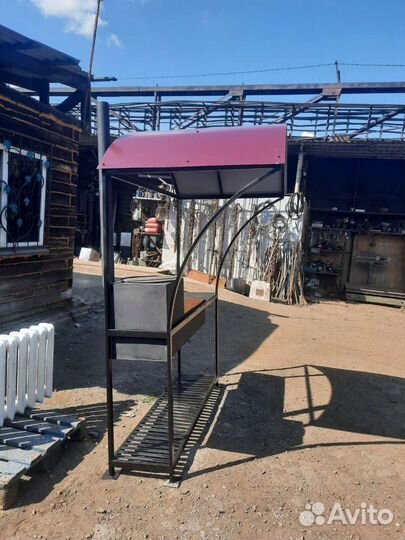 Мангал на 2 решетки с крышей и печь под казан