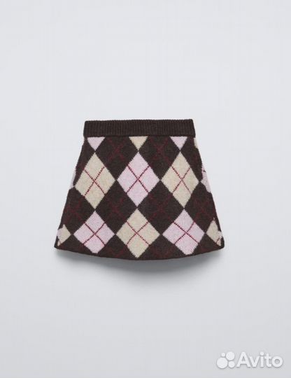 Zara kids комплект юбка свитер ромбы 6-14лет