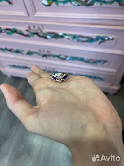 Кольцо серебряной с совой