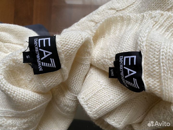Комплект женский шапка и шарф EA7 armani шерсть