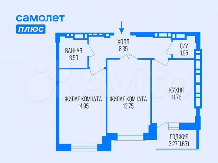 2-к. квартира, 56 м², 12/20 эт.