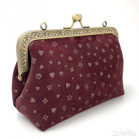 Косметичка сумочка замшевая бордовая