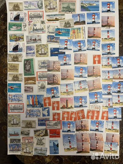 Большая коллекция марок. Корабли, маяки